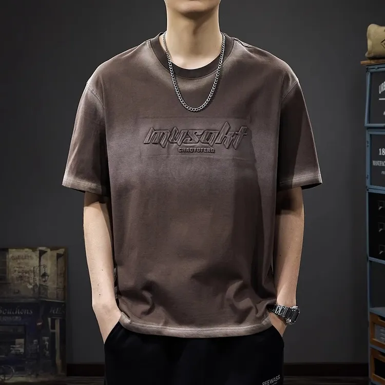 260g重磅水洗纯棉短袖T恤男2025新款夏季宽松大码潮牌ins半袖体恤