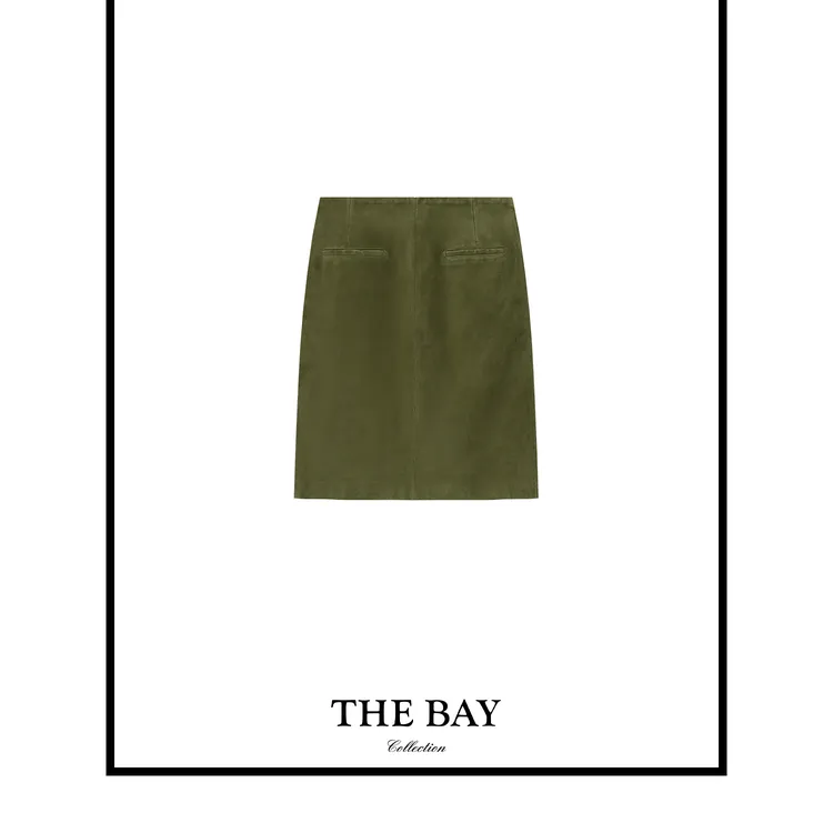 TheBay【沙特绿】 100%进口非洲混羊皮可两面穿皮裙Bay2SQZR0155