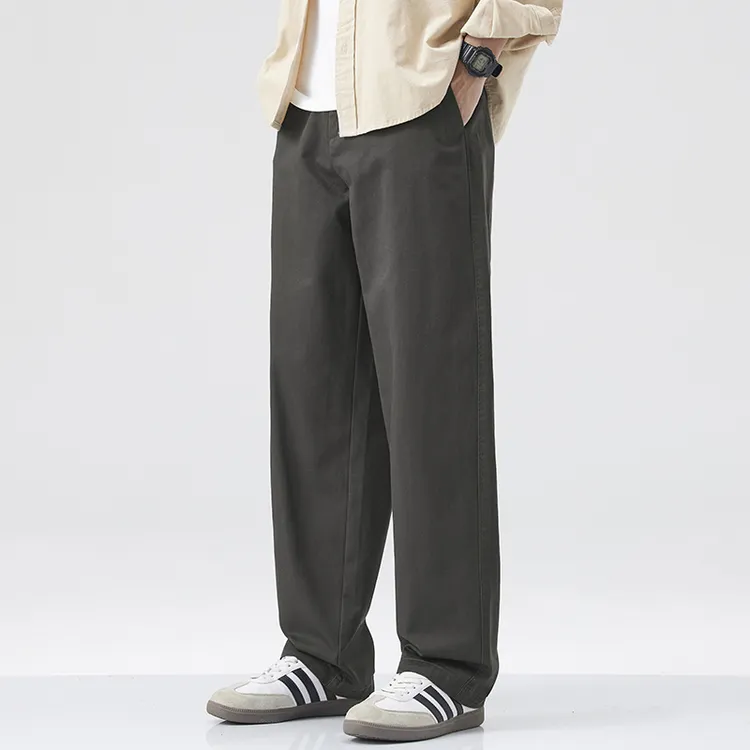纯棉秋季男士直筒阔腿裤男休闲裤宽松2025年春秋新款百搭高档长裤