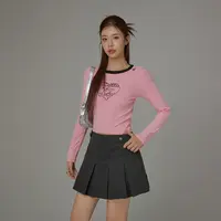 C014【金拐子专属】CHUU修身刺绣套头圆领学院风T恤-F