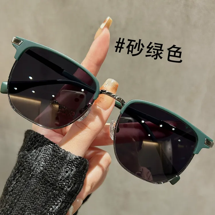 半框墨镜男款2025新款高级感痞帅近视带度数开车专用太阳镜防晒