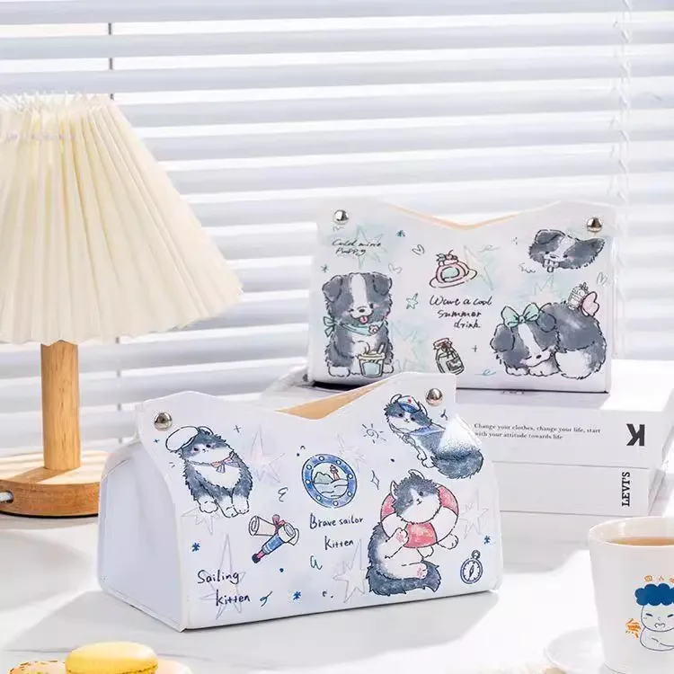 纸巾盒家用客厅抽纸盒轻奢皮质纸抽盒餐巾厕所防水高级感女卡通