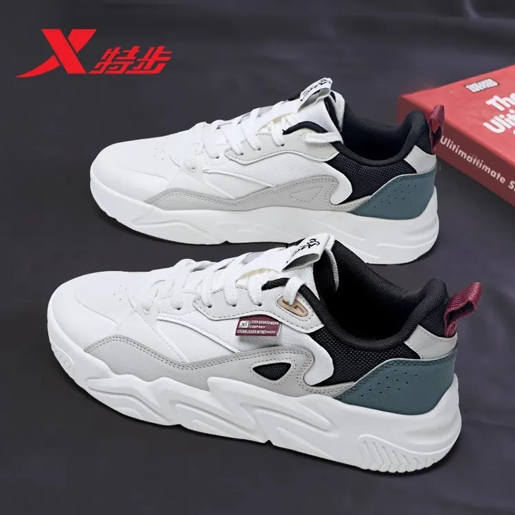 特步男鞋暗流休闲鞋2025夏季新款板鞋男复古老爹鞋子厚底休闲鞋男