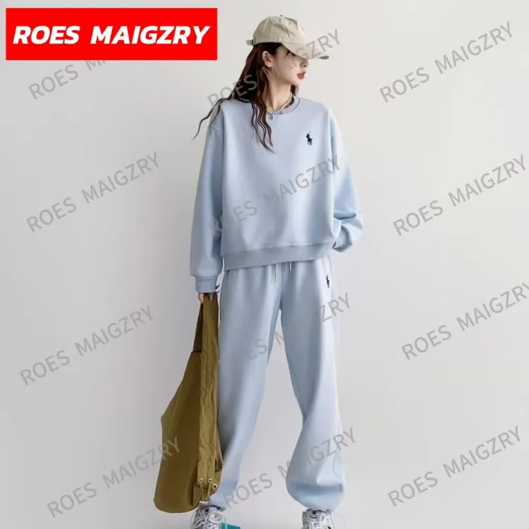 ROES MAIGZRY2025爆款秋骑马射箭刺绣圆领套装宽松遮肉秋季套装