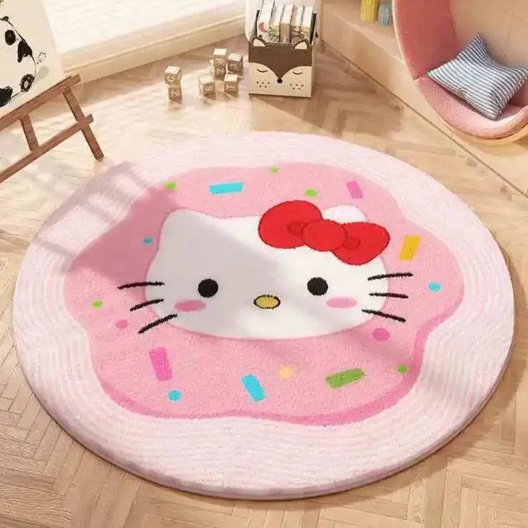 （仿羊绒）猫咪红发夹卡通地毯卧室床边客厅儿童房可爱毛绒地垫