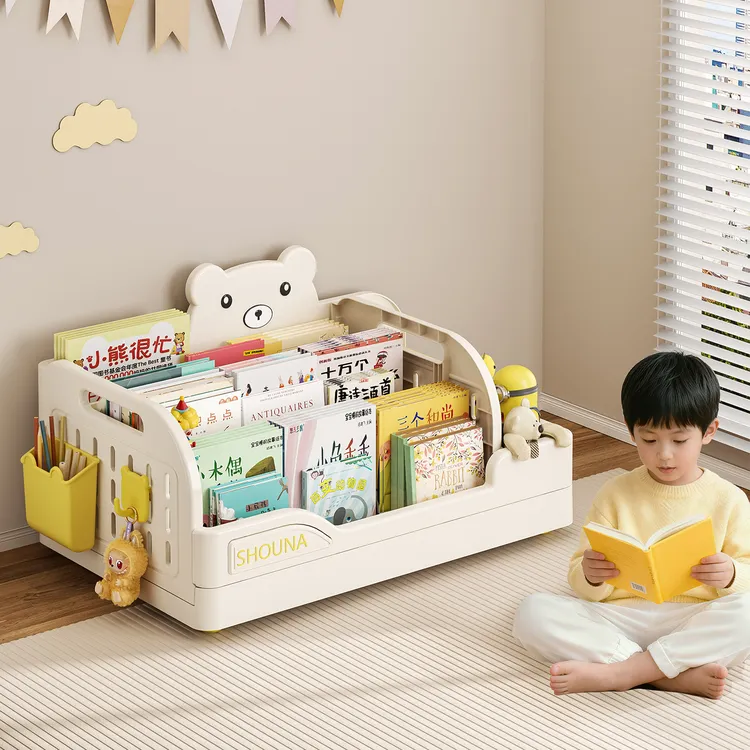 儿童书架家用大容量桌面卡通绘本架宝宝简易阅读架折叠书本收纳架