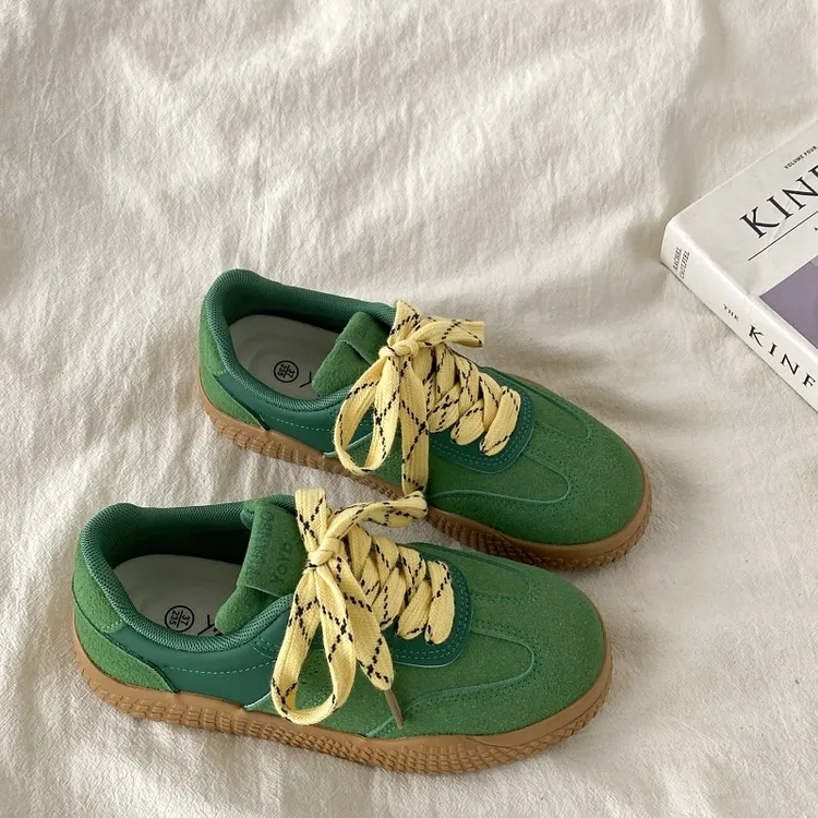品质小众复古绿色德训板鞋女鞋子2025新款秋季百搭厚底运动休闲鞋