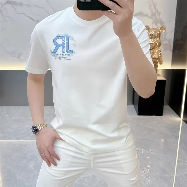 2025夏季新款欧货时尚字母徽章潮流宽松百搭休闲短袖T恤男潮半袖