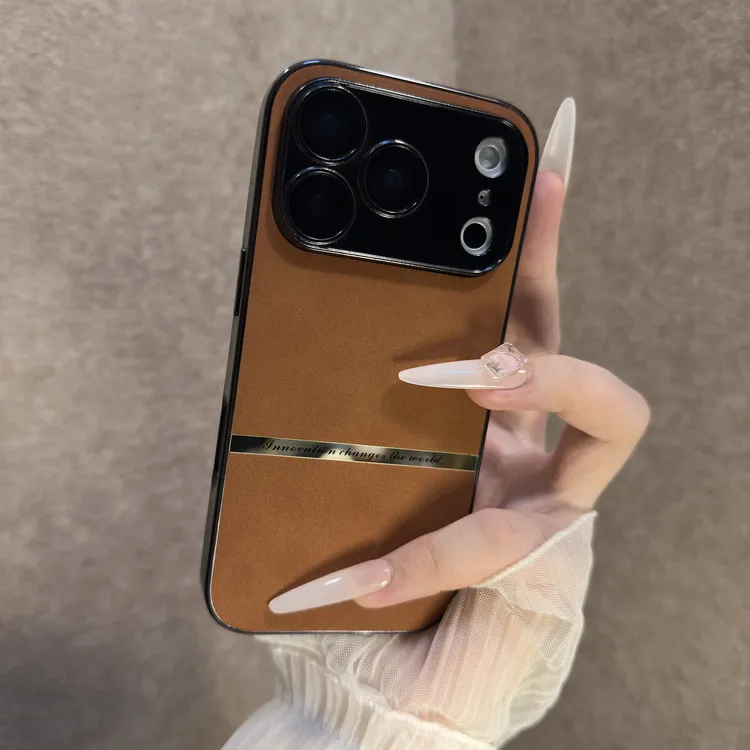 商务翻毛皮适用苹果17promax手机壳高级感16小众15全包14/13/12男