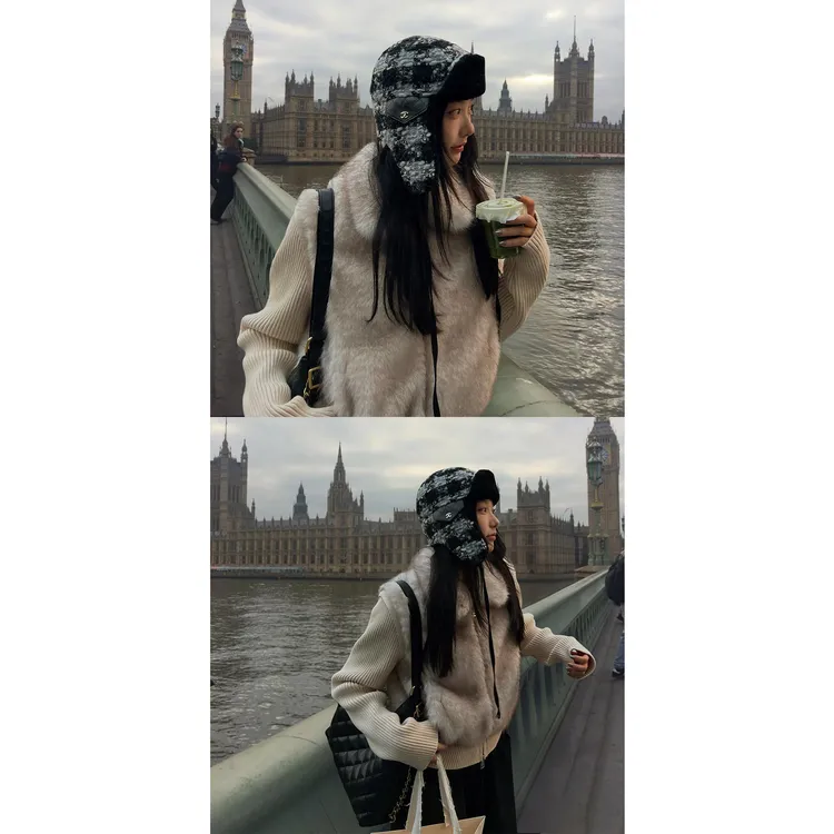 区区欧阳'白女时代'私服定制！奢贵仿托卡环保皮草翻领毛毛外套