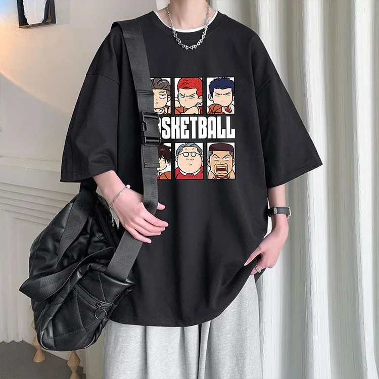 特大码300斤灌篮高手t恤男女痞帅短袖新款夏季款粉色时尚重磅体恤