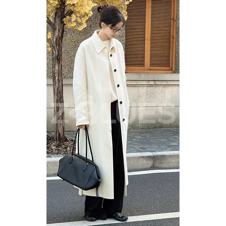 Z.blues【韩剧女主】羊绒羊毛混纺珍珠白大衣YZGZ2018