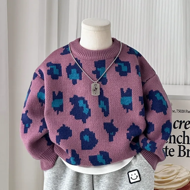 男童毛衣秋冬装2025新款儿童针织毛线衫冬季中小童男孩打底上衣潮