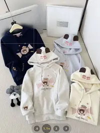 糖块小熊女童加绒款连帽卫衣冬季新款韩版时尚卫衣外穿秋款潮流