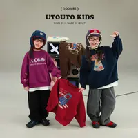 utouto大耳象女童印花加绒卫衣2025冬季新款厚上衣2571202