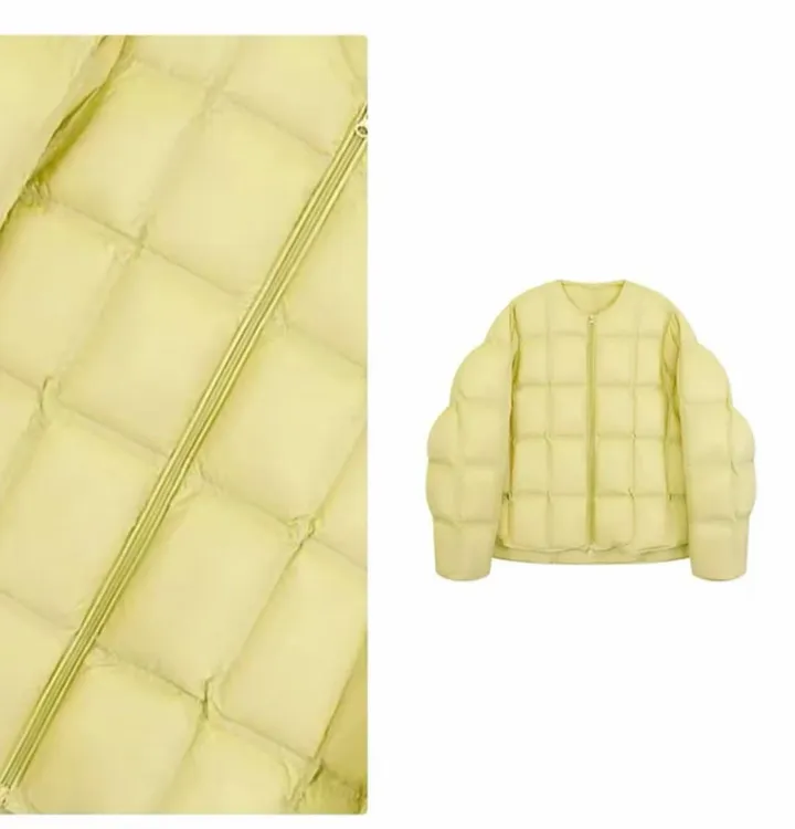 【方块小黄鸭-升级加厚】90白鹅绒韩版宽松圆领拉链立体羽绒服185