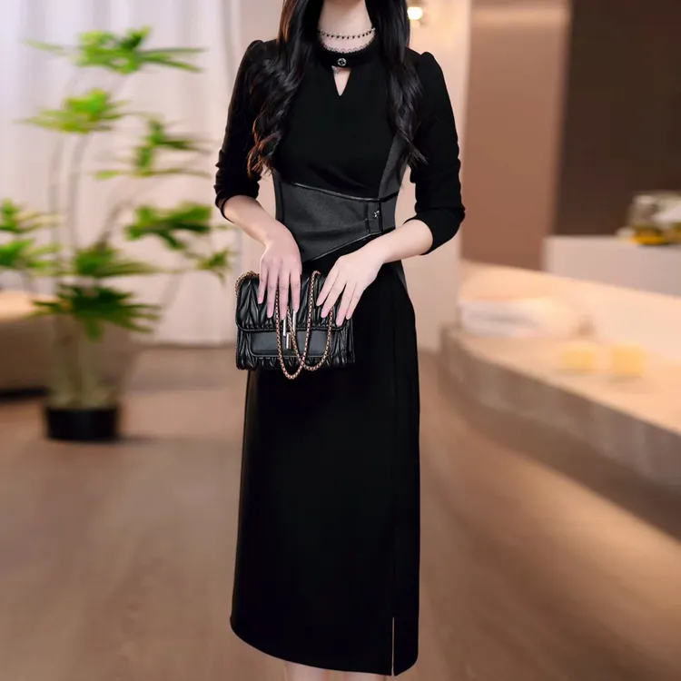 时尚女装连衣裙2025秋季新款修身显瘦气质优雅修身中长款女士裙子