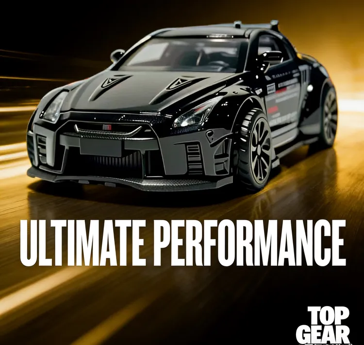 合金车模日产GTR跑车模型送孩子礼物车载摆件低趴宽体造型