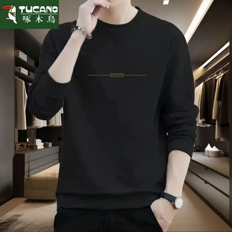 啄木鸟重磅男卫衣秋冬潮流圆领宽松简约长袖百搭青年打底上衣外套