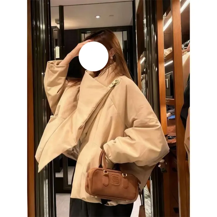 冬季新款大翻领宽松慵懒棉服外套大码胖MM小个子加厚保暖棉衣棉袄