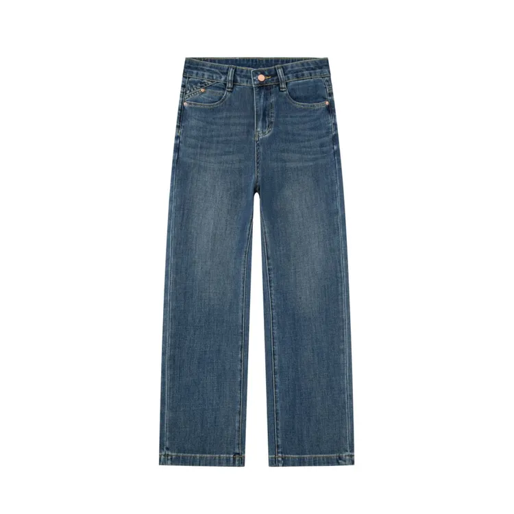 秋冬新款复古蓝四面弹窄版直筒裤女小个子微胖显瘦百搭精致软牛仔