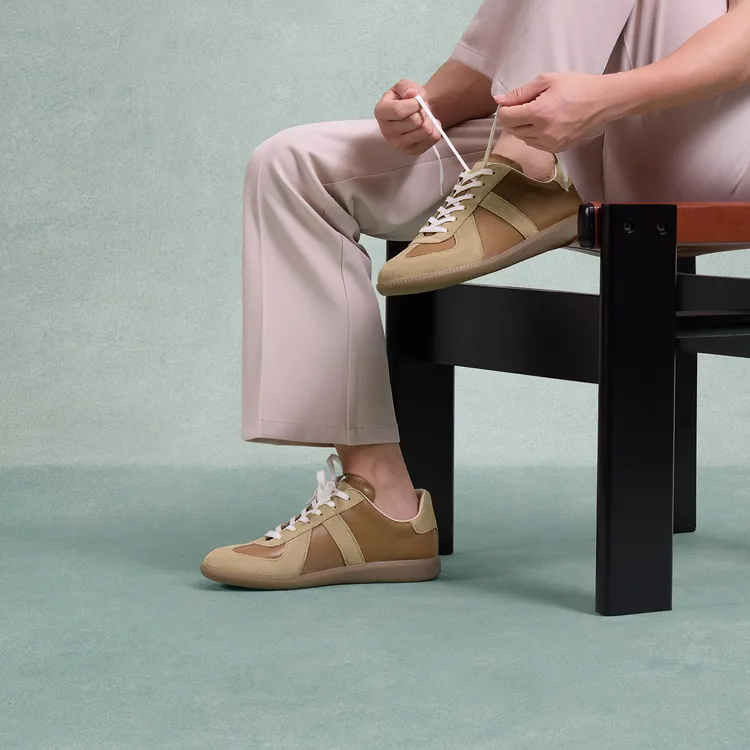 ThomWills新款德训鞋男T头鞋运动休闲鞋舒适百搭透气板鞋真皮夏季