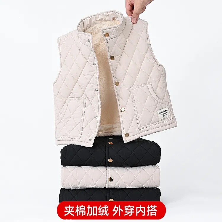 新款儿童棉马甲小中大童宝宝加绒背心男女童立领马甲外穿坎肩秋冬