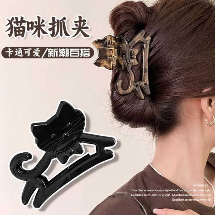 猫咪可爱卡通抓夹后脑勺盘发高级感发夹2025新款鲨鱼夹子头饰发饰