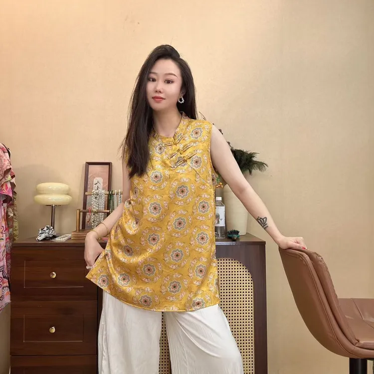 【澜公子9521】金兔*春夏无袖气质百搭新中式国风中长款