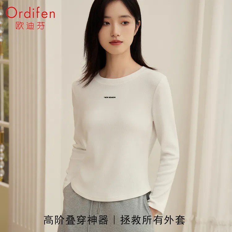 简约斜领针织衫简约毛针织衫圆领字母秋季针织衫长袖