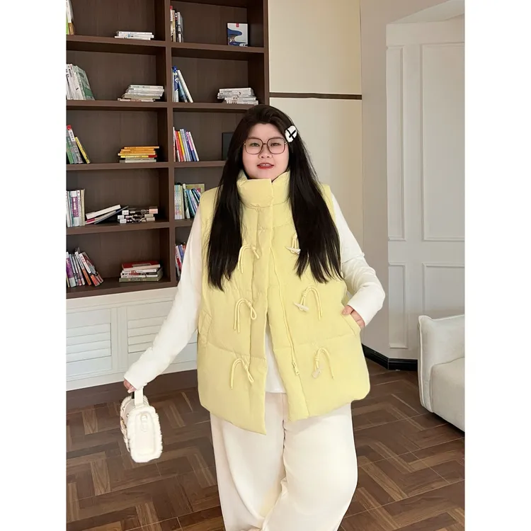 花契“查尔南州”大码女装秋季百搭200斤胖mm时尚保暖棉马甲13188-X