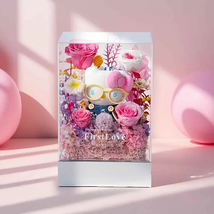 FirstLove玩偶花园永生花亚克力礼盒七夕情人节创意生日告白礼物