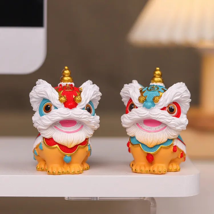 百事行2025网红新款车载醒狮舞狮小摆件汽车中控台装饰品创意礼品