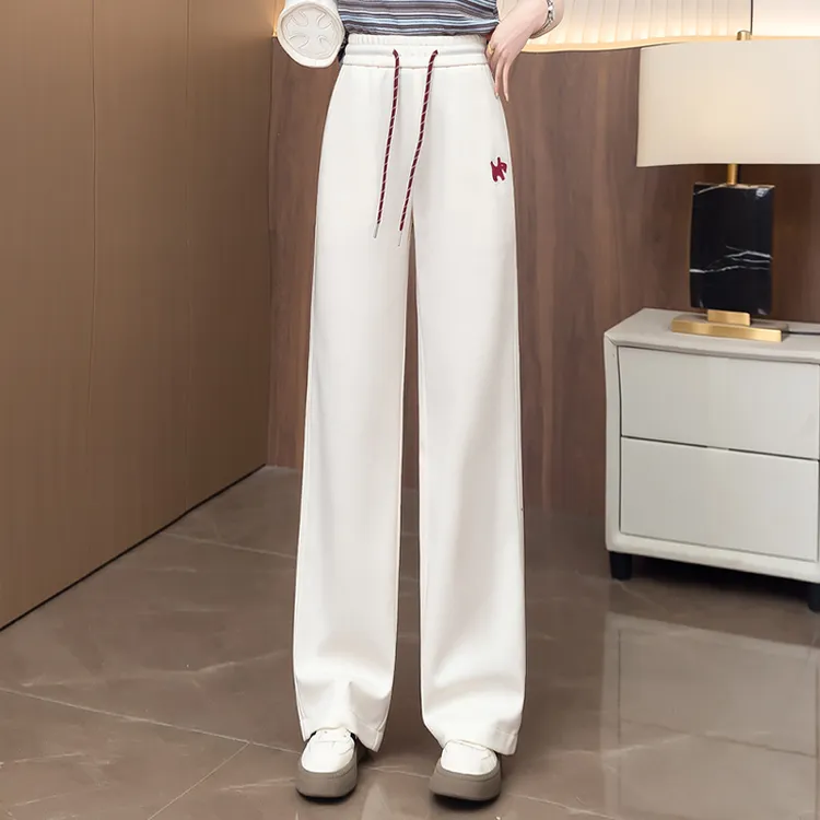 窄版阔腿运动裤女春秋2025新款松紧高腰显瘦垂感百搭休闲直筒卫裤