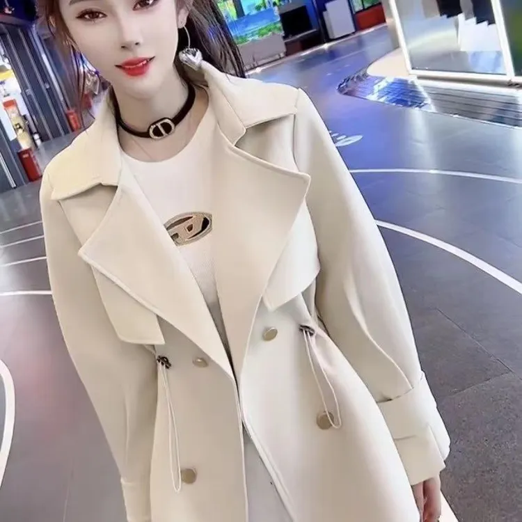 2025秋冬季新款韩版时尚网红爆款短款风衣女轻奢风休闲中长款外套