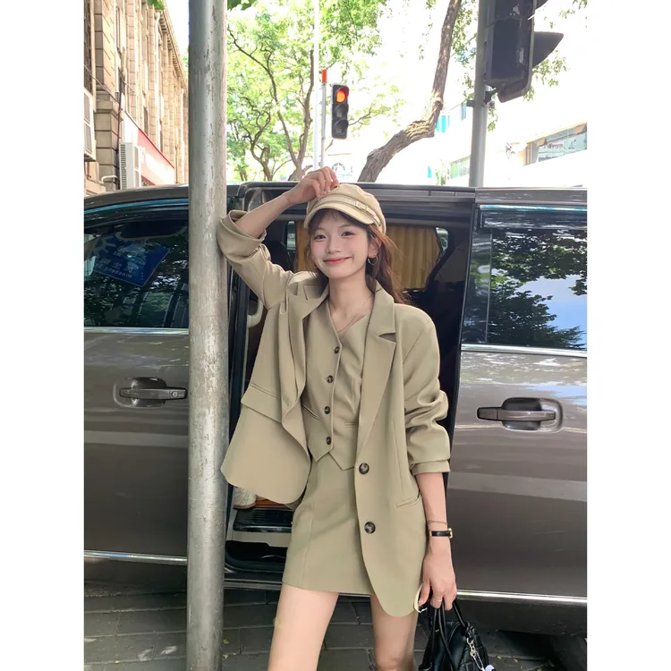 切糕自制【利亚德日落】小个子秋冬流光风慵懒老钱质感西装休闲套装