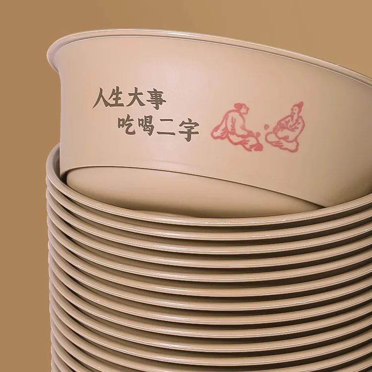 一次性稻壳印字餐具饭碗加厚硬耐高温野餐圆形餐饮商用家用可降解