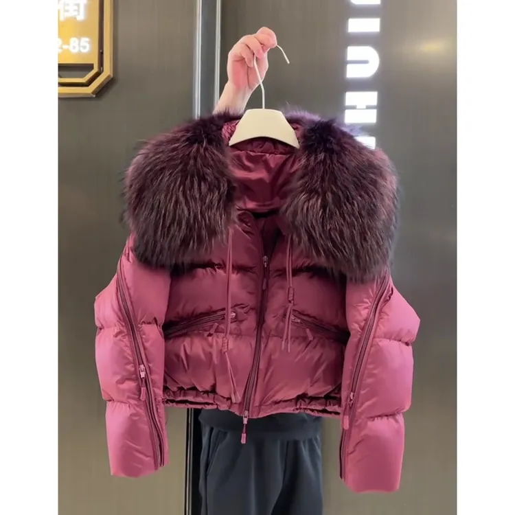 欧货洋气高级感毛领棉服女高端气质爆款加厚保暖短款外套2025冬季