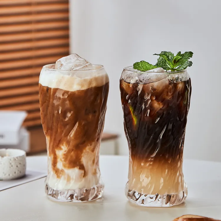ins高颜值复古玻璃杯子冰美式拿铁咖啡杯大容量水杯饮品杯啤酒杯