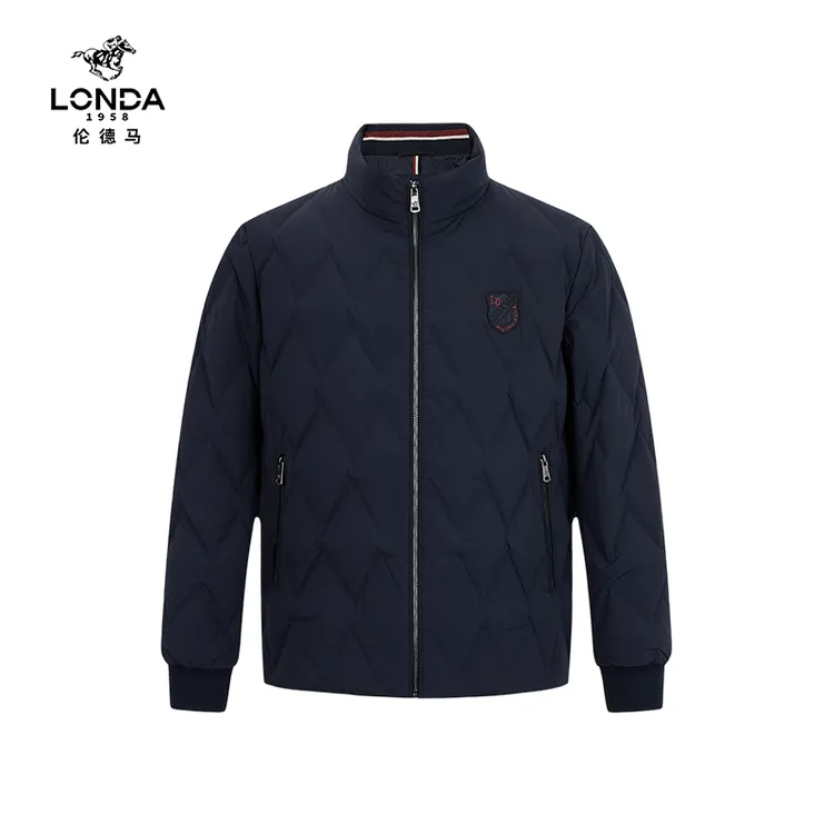 【LONDA伦德马】刺绣徽章格纹85鹅绒秋冬舒适休闲男士羽绒服2024