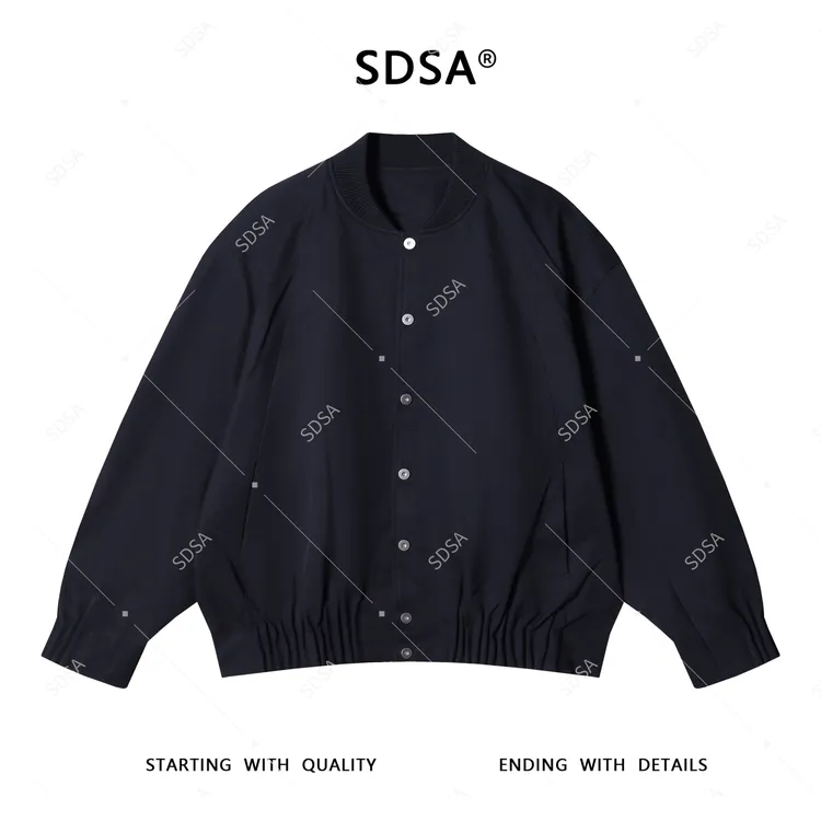 SDSA男士秋冬新款轻奢痞帅男装纯色按扣开衫棒球服百搭夹克外套