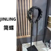 JINLINGH【简蝶】女简约风原创设计休闲风发箍简约流苏黑色发箍