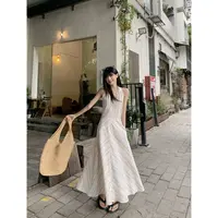 波西米亚风条纹淑女气质的连衣裙夏季立体装饰小众裙子
