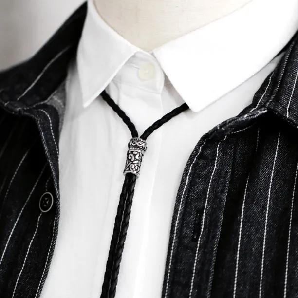 简约唐草花纹项链T恤可调节领带日常领绳衬衣领结毛衣链波洛领带