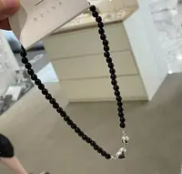 非金属亚克力项链 麦霓韩国东大门新款黑色串珍珠爱心磁吸链2789