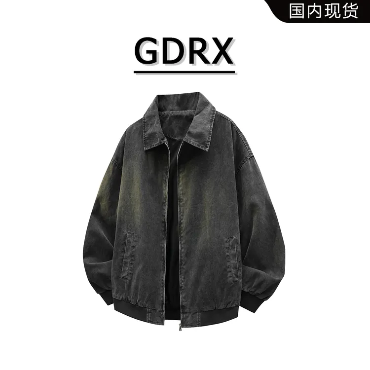 GDRX港风水洗工装男款夹克2025秋季翻领休闲宽松简约风上衣外套