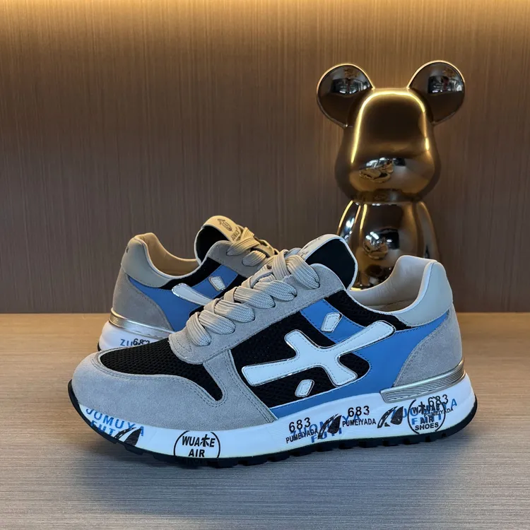 男士2025新款牛皮拼接网面男鞋欧洲站时尚百搭透气潮鞋软底休闲鞋