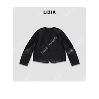 LIXIA【人手必备】INS欧式人手必备极简风山羊皮单排扣皮衣-D9808