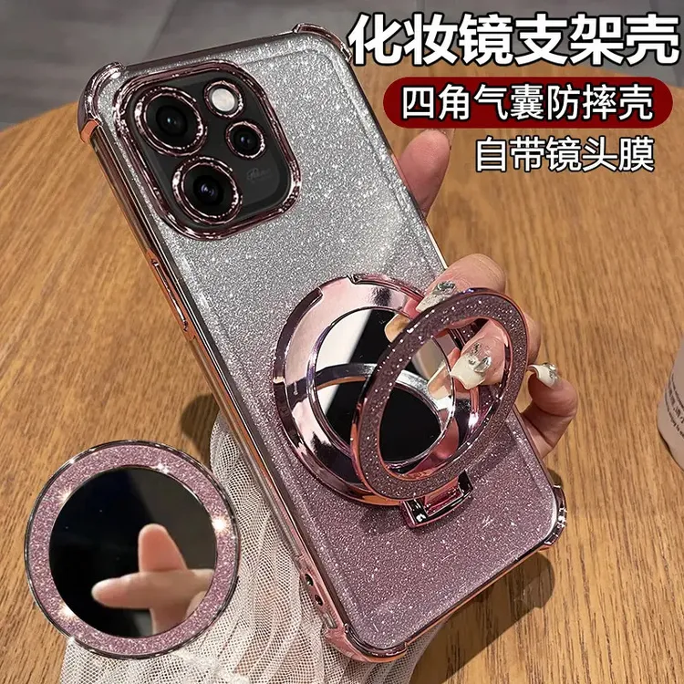 适用OPPOReno15手机壳PLW110透明保护套5g全包防摔软硅胶支架镜子