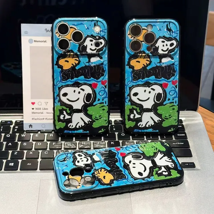 奥菲顿涂鸦史努比适用iPhone17/16pro侧边爱心手机壳苹果15/13/12